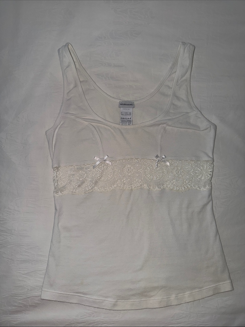intimissimi White Lace-Trim Tank Camisole